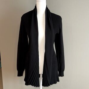 Neiman Marcus Draped Open-Front Cardigan Black Medium